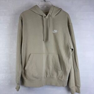 Nike Beige Tan‎ Pullover Hoodie Small S Embroidered Swoosh